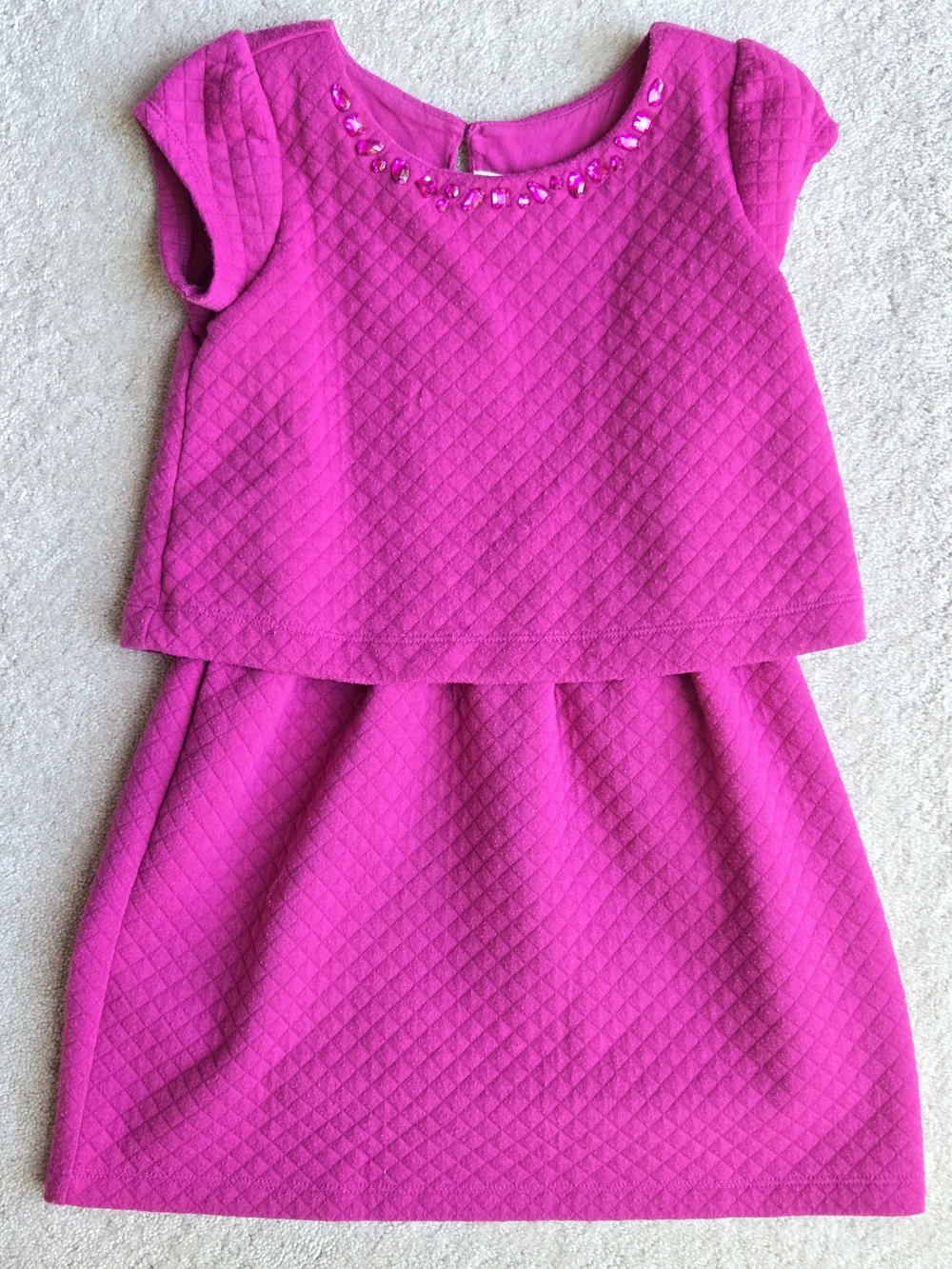 Gymboree Hot Pink Quilted Dress with Jewel Neckline